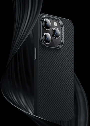Apple iPhone 15 Plus (6.7) Kılıf Karbon Fiber Magsafe Şarj Özellikli Benks Hybrid ArmorPro 600D Kevlar Kapak - Siyah