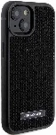 Apple iPhone 15 (6.1) Kılıf Karl Lagerfeld Taşlı Metal Logo Orjinal Lisanslı Kapak - Siyah