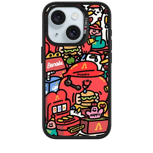 Apple iPhone 15 (6.1) Kılıf Magsafe Şarj Özellikli Ayrılabilir Arka Panel Casebang Ahhey Serisi Kapak - Kırmızı