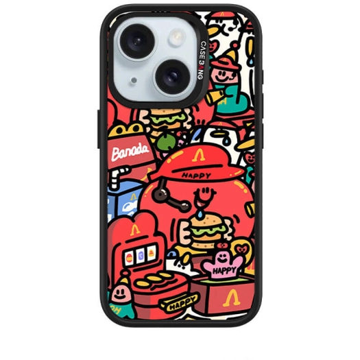 Apple iPhone 15 (6.1) Kılıf Magsafe Şarj Özellikli Ayrılabilir Arka Panel Casebang Ahhey Serisi Kapak - Kırmızı