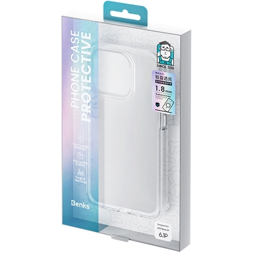 Apple iPhone 15 Kılıf Magsafe Şarj Özellikli Benks Crystal Serisi Şeffaf Kapak - Şeffaf