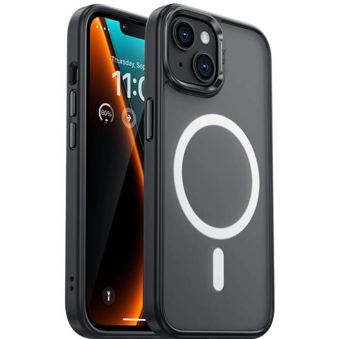 Apple iPhone 15 Kılıf Magsafe Şarj Özellikli Benks Mist Protective Kapak - Siyah
