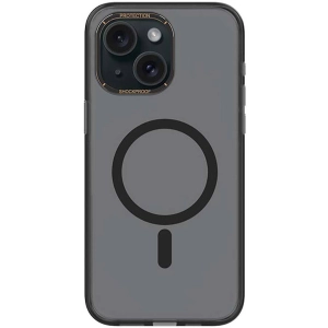 Apple iPhone 15 (6.1) Kılıf Magsafe Şarj Özellikli Cam Arka Yüzey Recci Michelin Serisi Kapak - Siyah