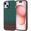 Apple iPhone 15 (6.1) Kılıf Magsafe Şarj Özellikli Karbon Fiber Görünümlü Zore Nekst Kapak - Yeşil