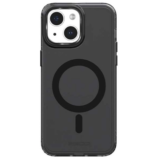 Apple iPhone 15 (6.1) Kılıf Magsafe Şarj Özellikli Saydam Arka Yüzey Recci Crystal Color Serisi Kapak - Siyah