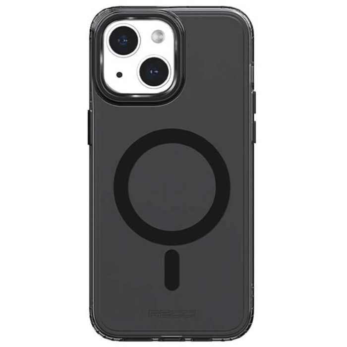 Apple iPhone 15 (6.1) Kılıf Magsafe Şarj Özellikli Saydam Arka Yüzey Recci Crystal Color Serisi Kapak - Siyah