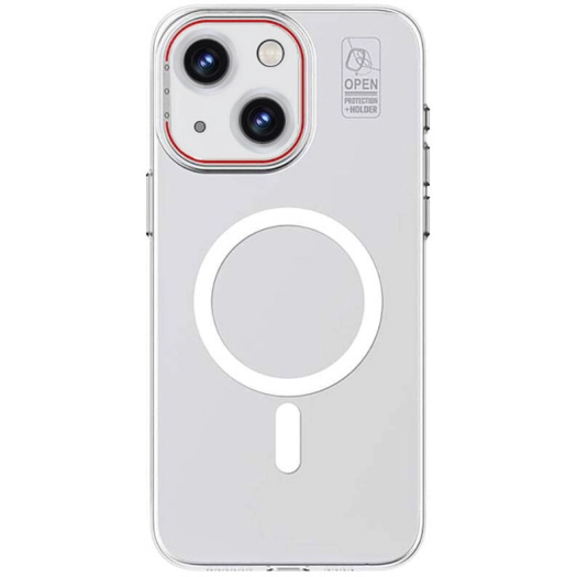 Apple iPhone 15 (6.1) Kılıf Magsafe Şarj Özellikli Standlı Metal Kamera Çerçeveli Mat Recci Glaze Serisi Kapak - Beyaz