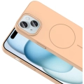 Apple iPhone 15 (6.1) ile Uyumlu Kılıf Magsafe Şarj Özellikli Ruby Silikon Kapak - Desert Titanyum