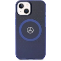 Apple iPhone 15 (6.1) Kılıf Mercedes Benz Orjinal Lisanslı Magsafe Şarj Özellikli Çift Katmanlı Mavi Yıldız Desenli Kapak - Mavi