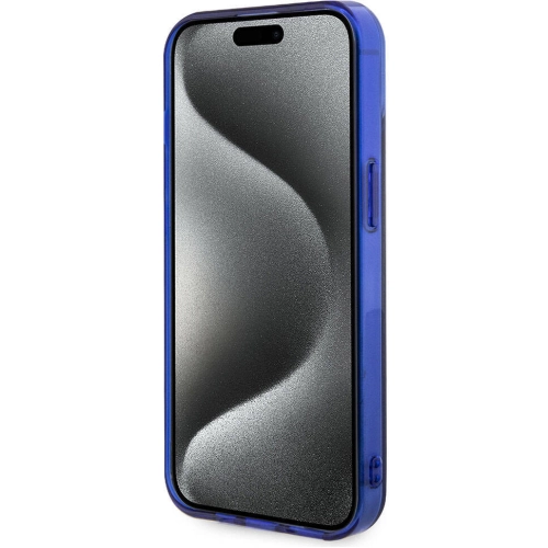 Apple iPhone 15 (6.1) Kılıf Mercedes Benz Orjinal Lisanslı Magsafe Şarj Özellikli Çift Katmanlı Mavi Yıldız Desenli Kapak - Mavi