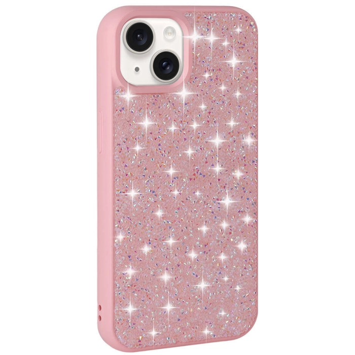 Apple iPhone 15 Kılıf Parlak Taşlı Tasarım Zore Pırlanta Kapak - Pembe