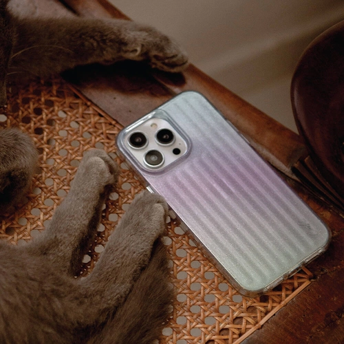 Apple iPhone 15 (6.1) Kılıf Parlayan Arka Yüzey Coehl Linear Kapak - Mor