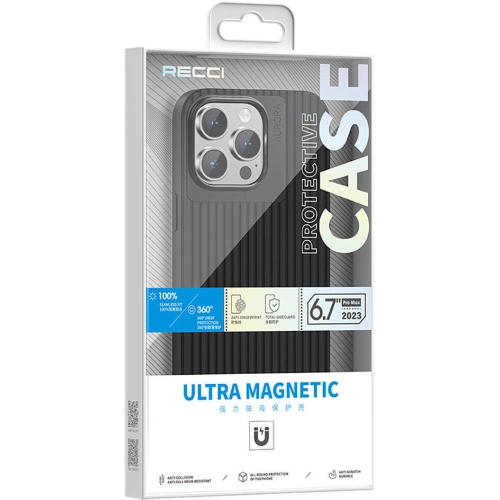 Apple iPhone 15 (6.1) Kılıf Recci Aurora Serisi Magsafe Şarj Özellikli Kapak - Siyah