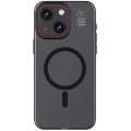 Apple iPhone 15 (6.1) Kılıf Recci Magnetic Glass Serisi Standlı Magsafe Şarj Özellikli Kapak - Siyah