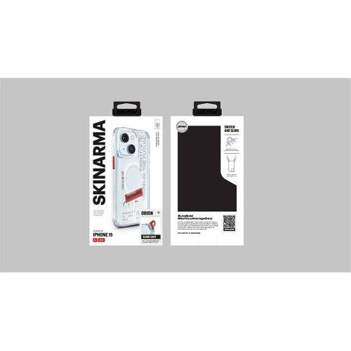 Apple iPhone 15 Kılıf SkinArma Magsafe Şarj Özellikli Yazı Desenli Airbag Tasarımlı Orion Kapak - Siyah