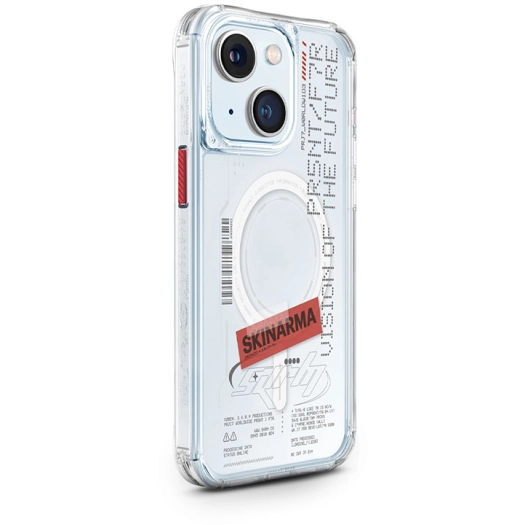 Apple iPhone 15 Kılıf SkinArma Magsafe Şarj Özellikli Yazı Desenli Airbag Tasarımlı Orion Kapak - Şeffaf