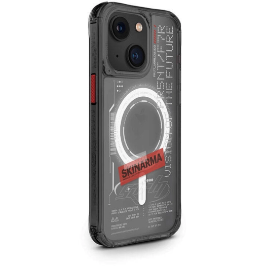Apple iPhone 15 Kılıf SkinArma Magsafe Şarj Özellikli Yazı Desenli Airbag Tasarımlı Orion Kapak - Siyah