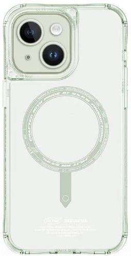 Apple iPhone 15 Kılıf SkinArma Şeffaf Airbag Tasarımlı Magsafe Şarj Özellikli Saido Kapak - Açık Yeşil