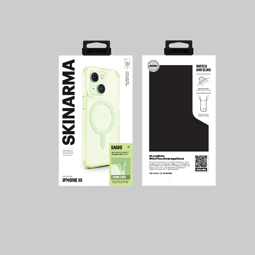 Apple iPhone 15 Kılıf SkinArma Şeffaf Airbag Tasarımlı Magsafe Şarj Özellikli Saido Kapak - Açık Yeşil