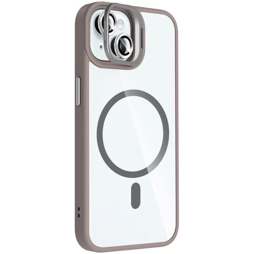 Apple iPhone 15 (6.1) Kılıf Standlı ve Kamera Lens Hediyeli M-Safe Şarj Özellikli Etro Kapak - Siyah