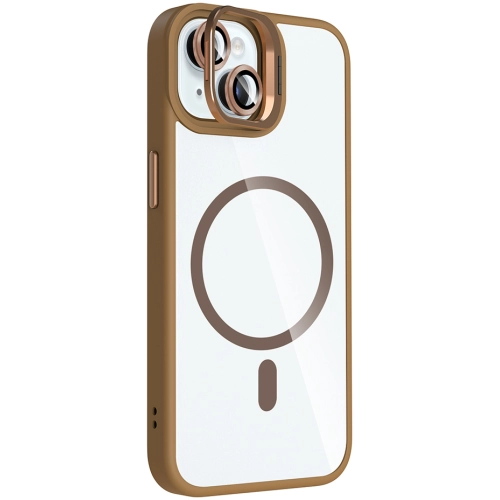 Apple iPhone 15 (6.1) Kılıf Standlı ve Kamera Lens Hediyeli M-Safe Şarj Özellikli Etro Kapak - Derin Mor