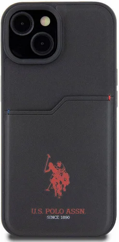 Apple iPhone 15 (6.1) Kılıf U.S. Polo Assn. Orjinal Lisanslı Baskı Logolu PU Kartlıklı Kapak - Mavi