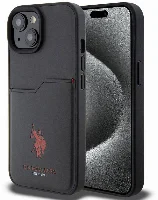 Apple iPhone 15 (6.1) Kılıf U.S. Polo Assn. Orjinal Lisanslı Baskı Logolu PU Kartlıklı Kapak - Siyah