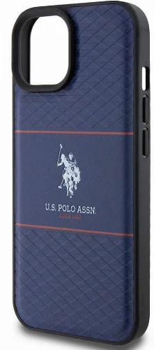Apple iPhone 15 (6.1) Kılıf U.S. Polo Assn. Orjinal Lisanslı Deri Şeritli Logo Dizayn Kapak - Siyah