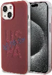 Apple iPhone 15 (6.1) Kılıf U.S. Polo Assn. Orjinal Lisanslı Simli Parlak Alfabe Tasarım Kapak - Kırmızı