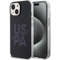Apple iPhone 15 (6.1) Kılıf U.S. Polo Assn. Orjinal Lisanslı Simli Parlak Alfabe Tasarım Kapak - Siyah