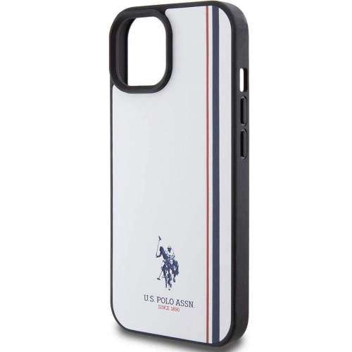 Apple iPhone 15 (6.1) Kılıf U.S. Polo Assn. Orjinal Lisanslı Üç Renk Şerit Tasarımlı Baskı Logolu Kapak - Kırmızı