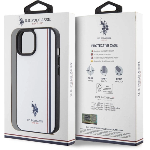 Apple iPhone 15 (6.1) Kılıf U.S. Polo Assn. Orjinal Lisanslı Üç Renk Şerit Tasarımlı Baskı Logolu Kapak - Kırmızı