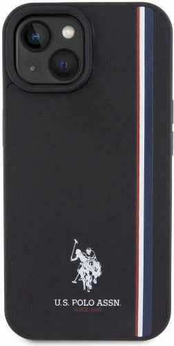 Apple iPhone 15 (6.1) Kılıf U.S. Polo Assn. Orjinal Lisanslı Üç Renk Şerit Tasarımlı Baskı Logolu Kapak - Kırmızı