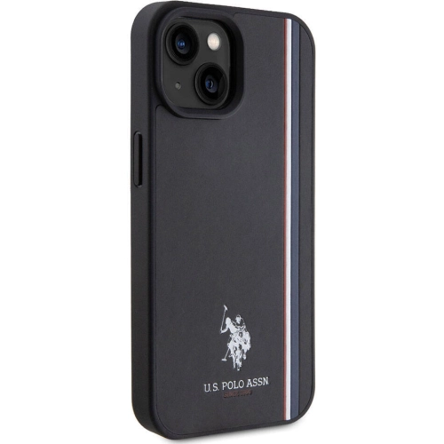 Apple iPhone 15 (6.1) Kılıf U.S. Polo Assn. Orjinal Lisanslı Üç Renk Şerit Tasarımlı Baskı Logolu Kapak - Kırmızı