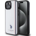Apple iPhone 15 (6.1) Kılıf U.S. Polo Assn. Orjinal Lisanslı Üç Renk Şerit Tasarımlı Baskı Logolu Kapak - Beyaz