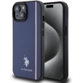Apple iPhone 15 (6.1) Kılıf U.S. Polo Assn. Orjinal Lisanslı Üç Renk Şerit Tasarımlı Baskı Logolu Kapak - Lacivert