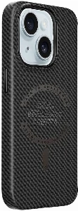 Apple iPhone 15 (6.1) Kılıf Wiwu LCC-107 Karbon Fiber Magsafe Şarj Özellikli Kamera Korumalı Kabon Kapak - Siyah