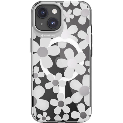 Apple iPhone 15 Magsafe Şarj Özellikli Çift IMD Baskılı Switcheasy Artist-M Fleur Kapak - Gri