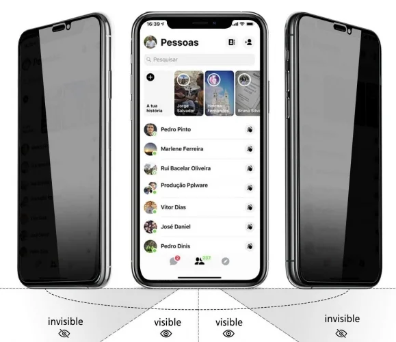 Apple iPhone 15 Plus (6.7) Karartmalı Hayalet Ekran Koruyucu Tam Kaplayan Kor Privacy Kırılmaz Cam - Siyah
