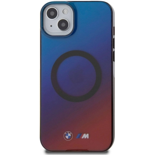 Apple iPhone 15 Plus (6.7) Kılıf BMW Magsafe Şarj Özellikli Transparan Renk Geçişli Dizayn Orjinal Lisanslı Kapak - Mavi-Kırmızı