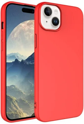 Apple iPhone 15 Plus (6.7) Kılıf İçi Kadife Mat Mara Lansman Silikon Kapak  - Kırmızı