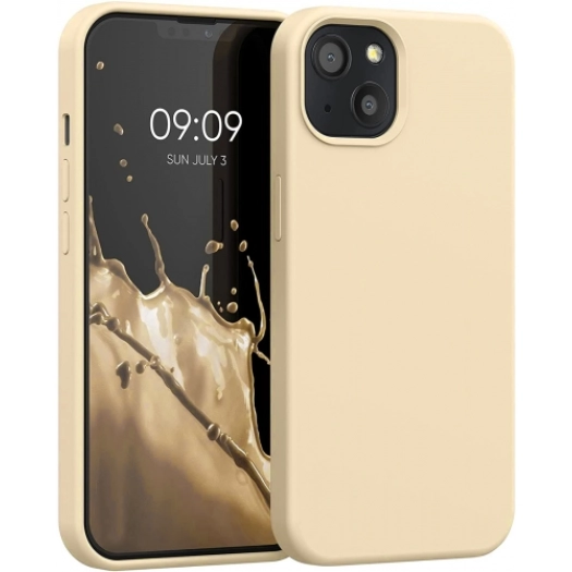 Apple iPhone 15 Plus (6.7) Kılıf İnce Soft Mat Renkli Esnek Silikon Kapak - Gold