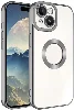 Apple iPhone 15 Plus (6.7) Kılıf Kamera Korumalı Silikon Logo Açık Omega Kapak - Koyu Mor
