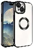 Apple iPhone 15 Plus (6.7) Kılıf Kamera Korumalı Silikon Logo Açık Omega Kapak - Siyah