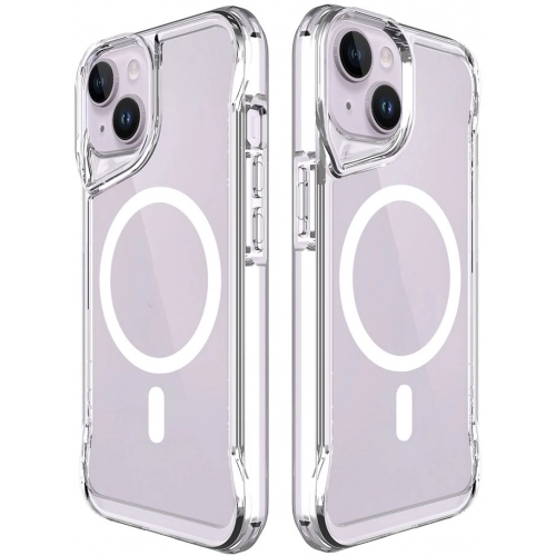 Apple iPhone 15 Plus (6.7) Kılıf MagSafe Özellikli TPU Kenarları Esnek T-Max Kapak - Şeffaf