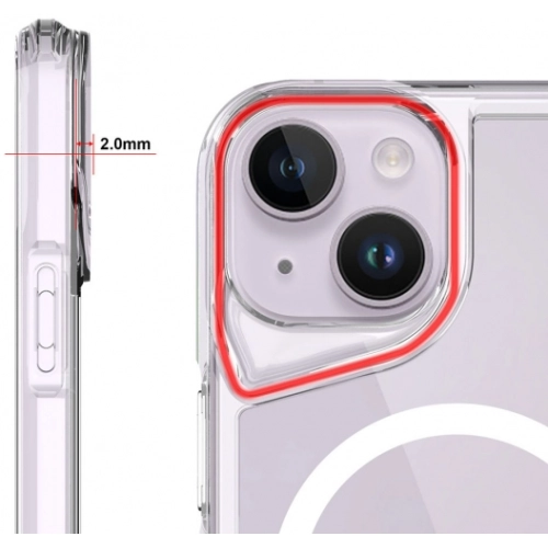 Apple iPhone 15 Plus (6.7) Kılıf MagSafe Özellikli TPU Kenarları Esnek T-Max Kapak - Şeffaf