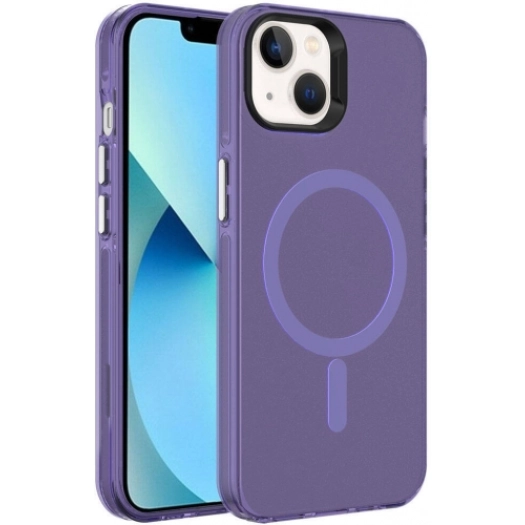 Apple iPhone 15 Plus (6.7) Kılıf Magsafe Şarj Özellikli Buzlu Transparan C-Pro Sert Kapak - Koyu Mor