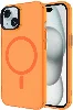 Apple iPhone 15 Plus (6.7) Kılıf Magsafe Şarj Özellikli Buzlu Transparan C-Pro Sert Kapak - Turuncu
