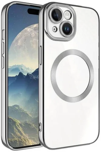 Apple iPhone 15 Plus (6.7) Kılıf Magsafe Wireless Şarj Özellikli Zore Setro Silikon - Siyah