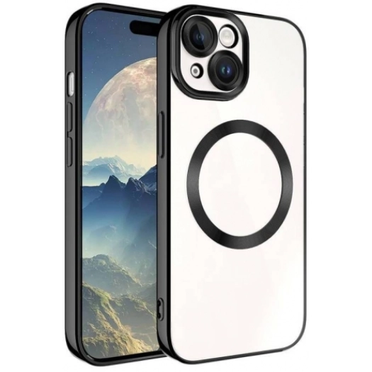 Apple iPhone 15 Plus (6.7) Kılıf Magsafe Wireless Şarj Özellikli Zore Setro Silikon - Siyah